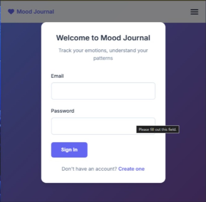 Mood Tracker app preview